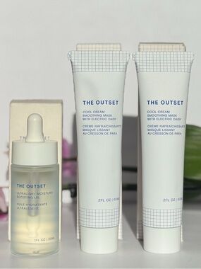 The Outset Skincare 3-Pc Bundle Cool Cream Masks + Boosting Oil NEW $132 Value